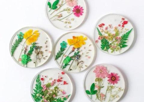 Transparent Floral Tea Coasters